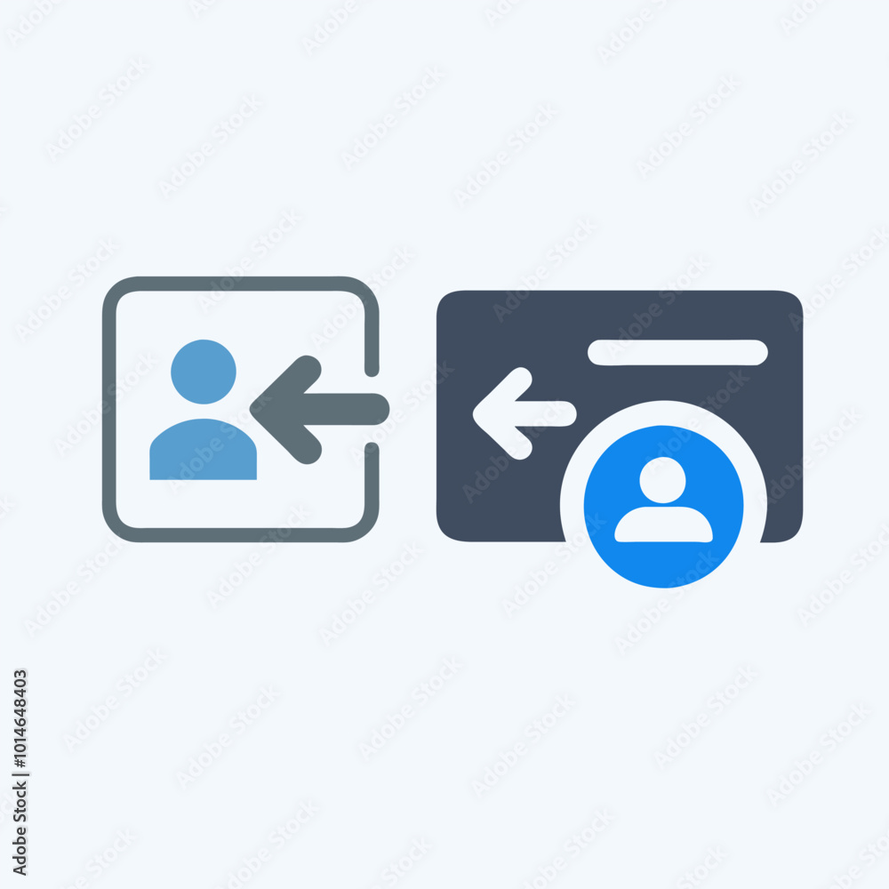 Poster user login icons with arrows indicating access for apps, websites, and user interface designs.