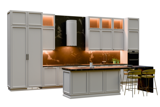 kitchen interior 3d rendering isolated