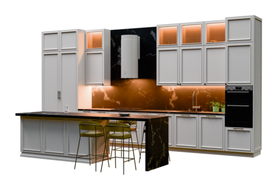 kitchen interior 3d rendering isolated