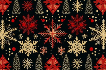 simple christmas seamless pattern with geometric snowflakes