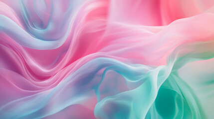 Obraz premium Abstract background of pink, blue and green flowing fabric.