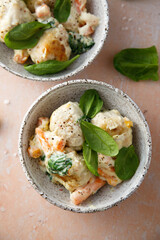 Chicken meatballs with cream sauce