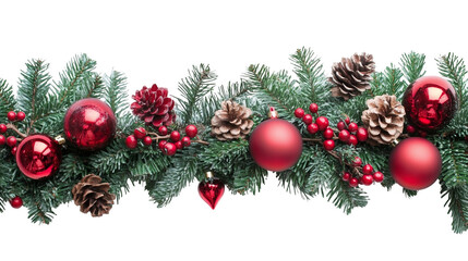 Beautiful Christmas Party Decoration Garland for Festive Celebrations, Isolated on White, PNG File, Transparent Background
