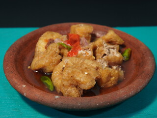 A typical Indonesian food made from tofu originating from the Cirebon area, this food is called Tahu Gejrot