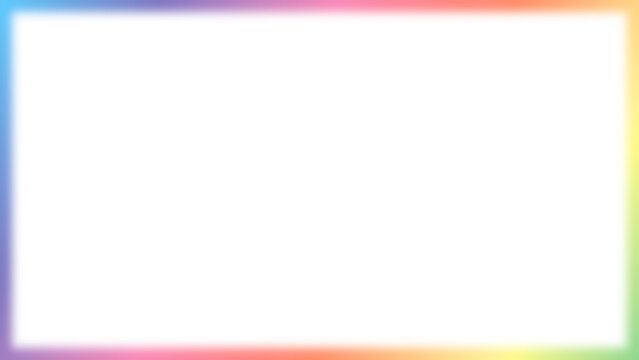 Art Blur rainbow rectangle neon frame border for web presentation, thumbnail, banner, 16x9 work project, png isolated on transparent background& Illustration