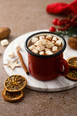 Homemade hot chocolate with marshmallow