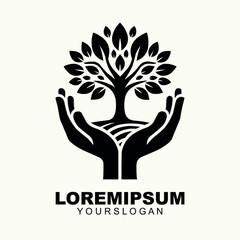 Silhouette of yoga tree on white background Vector illustration