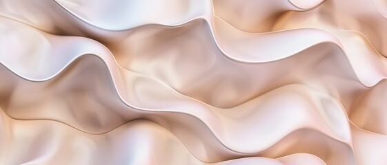 Obraz premium Creamy waves ripple gracefully, creating an intricate interplay of folds and textures in soft pastel hues.