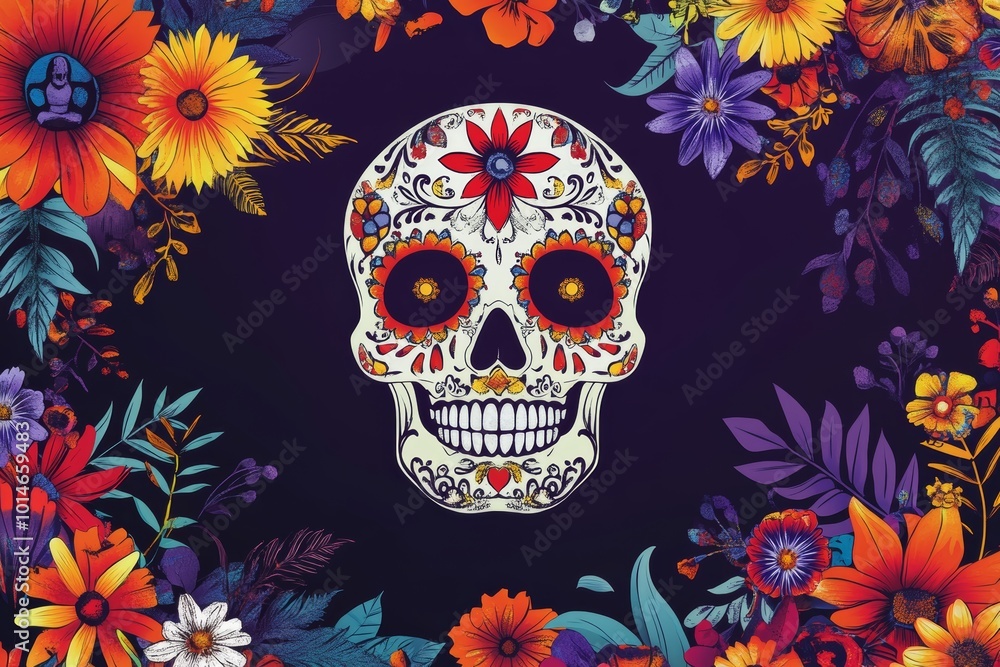 Poster wide open layout in day of the dead design for copy.