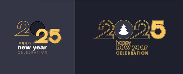 Happy New 2025 Year logo celebration and card template. Minimal design. 2025 text for header and calendar © feaspb