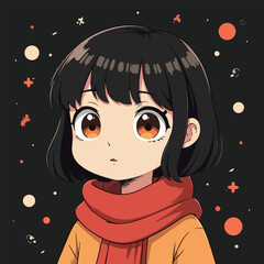 Anime Girl with Orange Scarf