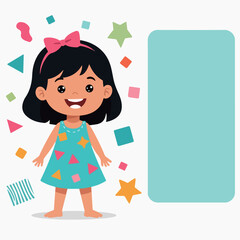 Cheerful Girl with Geometric Pattern