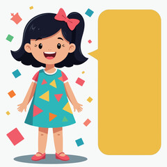 Cheerful Girl with Geometric Pattern