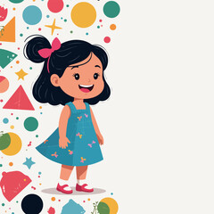 Cheerful Girl with Geometric Pattern