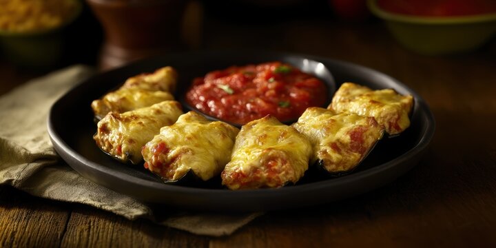 a plate of food with a fork and a napkin