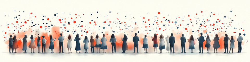 people celebrate, vector style, faceless, shades of grey