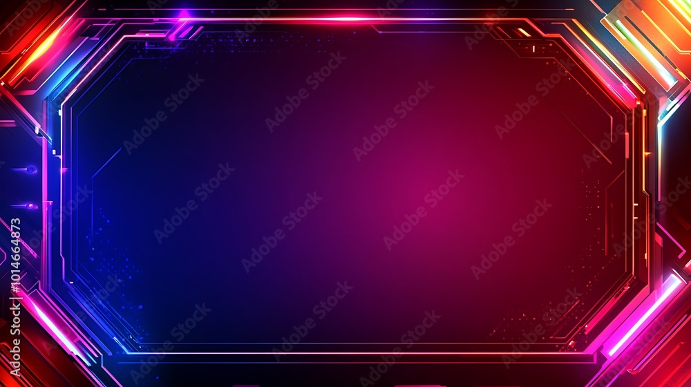 Poster abstract neon frame with a blurred background.