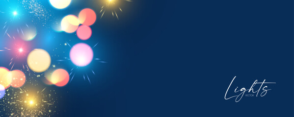 Bokeh and fireworks light effect. Shining holiday and party design. Blur light
