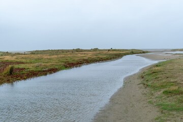 Outflowing water at low tide on the North Sea