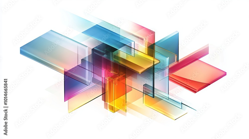 Poster 3d colorful squares and rectangles against a white background, showcasing art geometric shapes in a 