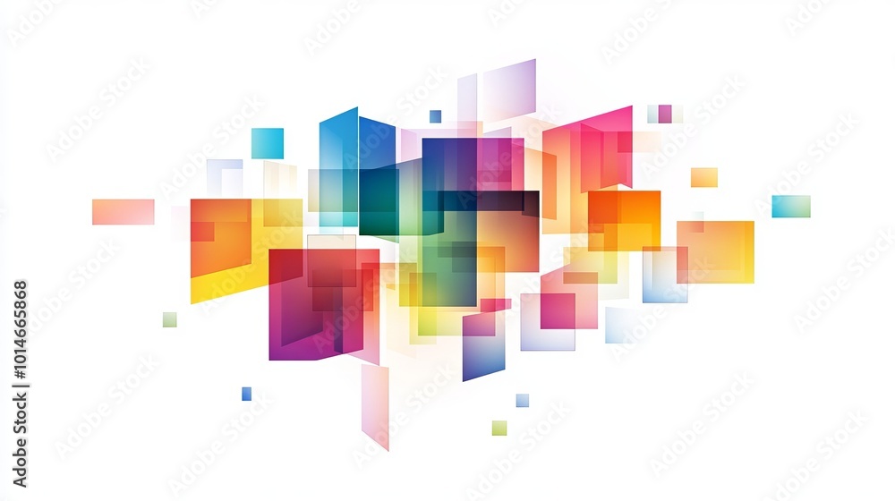 Aufkleber 3d colorful squares and rectangles against a white background, showcasing art geometric shapes in a 