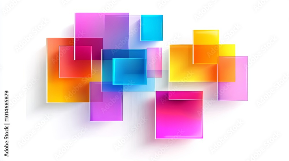 Aufkleber 3d colorful squares and rectangles against a white background, showcasing art geometric shapes in a 