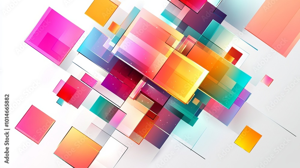 Aufkleber 3d colorful squares and rectangles against a white background, showcasing art geometric shapes in a 