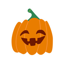 Flat vector illustration of a cute pumpkin character, ideal for Halloween designs and autumn-themed projects