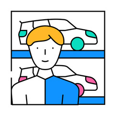 automobile car seller line icon vector. automobile car seller sign. isolated symbol illustration