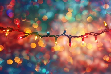 Holiday garland on a colorful, abstract background.