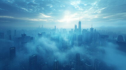 Fototapeta premium City in fog close-up