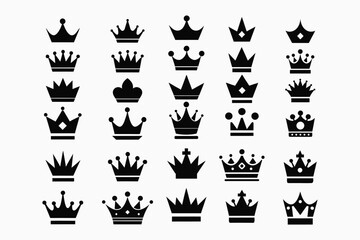 Big Set of Vector Crowns Icon for Logos, Emblems, Badges, Stickers King & Queen Crowns