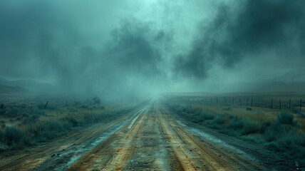 Storm on the road close up