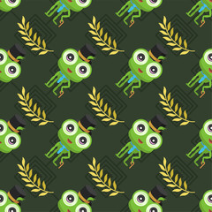 Seamless Pattern Abstract Elements Animal Frog Vector Design Style Background Illustration Texture For Prints Textiles, Clothing, Gift Wrap, Wallpaper, Pastel