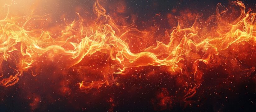 Dramatic backdrop of raging flames intense fiery energy and blazing combustion  Powerful inferno with glowing embers sparks and smoldering cinders against a dark background  Concept of heat energy