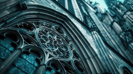Gothic architecture with intricate designs, historical and grand, Architecture, Cool tones, Photograph, Medieval beauty