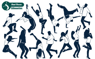 hip hop dance or street dancer silhouettes vector art