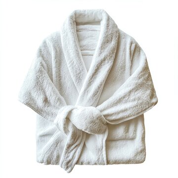 recommend clip art: Cozy white bathrobe on a white background, ideal for relaxation and comfort.