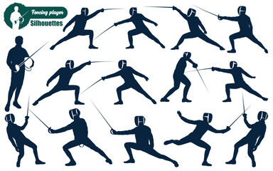 Fencing Player Silhouettes vector illustration