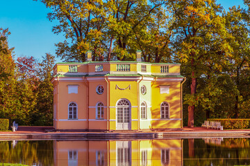 Upper Bath Pavilion in Catherine Park in golden autumn. Pushkin (Tsarskoe Selo)