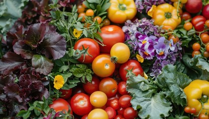 Local and seasonal ingredients with vibrant produce, fresh and natural, Culinary, Soft greens, Photograph, Farmtotable