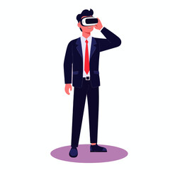Obraz premium Businessman wearing VR headset