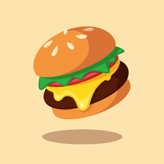 Cheesy Burger with Sesame Seed Bun  
