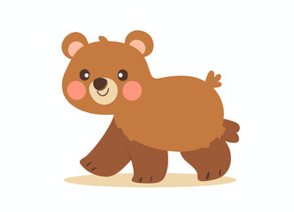 Fototapeta premium Cute Cartoon Brown Bear Walking 