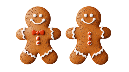 Adorable Christmas themed Gingerbread Man Design, Isolated on White, PNG File, Transparent Background