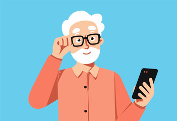 Senior Man Using Smartphone 
