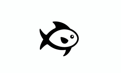 Fototapeta premium Simple Black and White Fish Illustration 