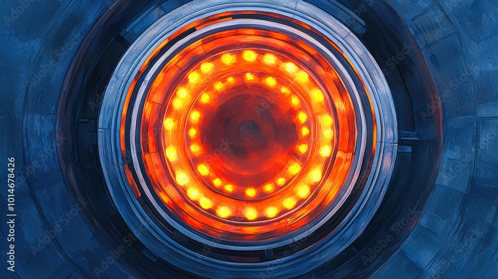 Poster illuminated circular light pattern, white isolate background