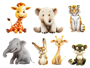 Cartoon Animal on Transparent Background AI Generative