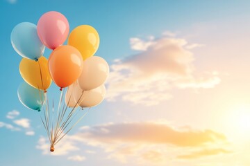 Colorful Balloons Floating in the Sunny Sky